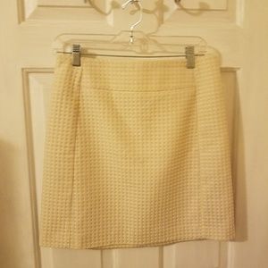 Loft tweed yellow poka dot pencil skirt